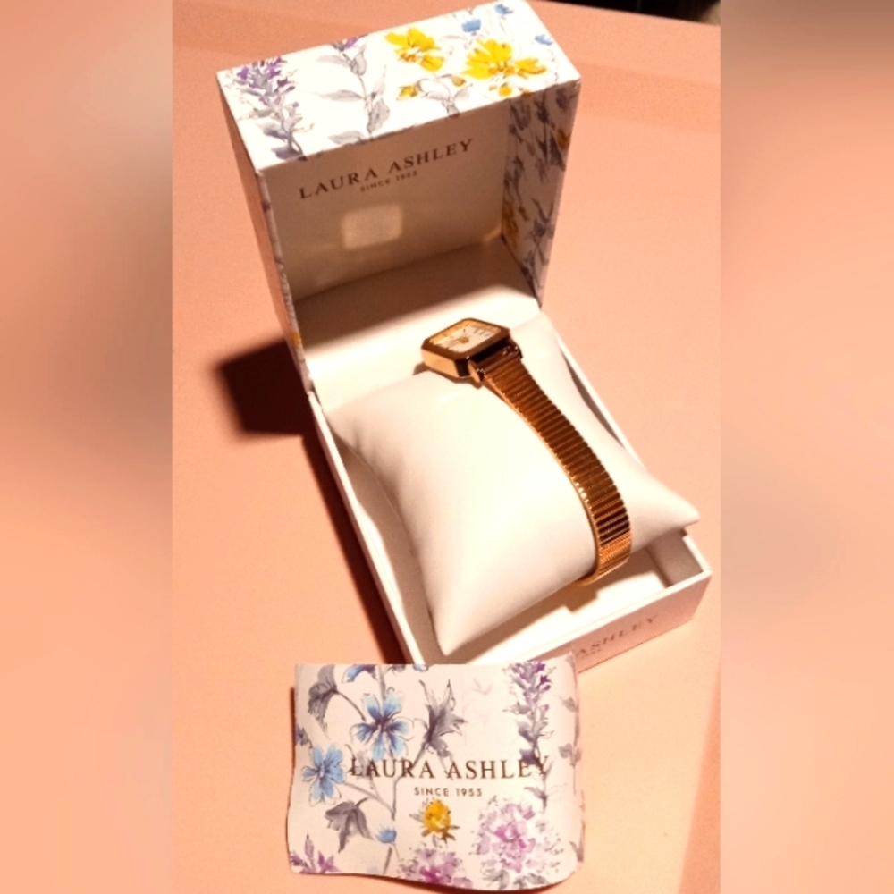Laura Ashley Gold Rectangular Face Watch NWT - image 3